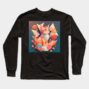 Geometric Cat Long Sleeve T-Shirt